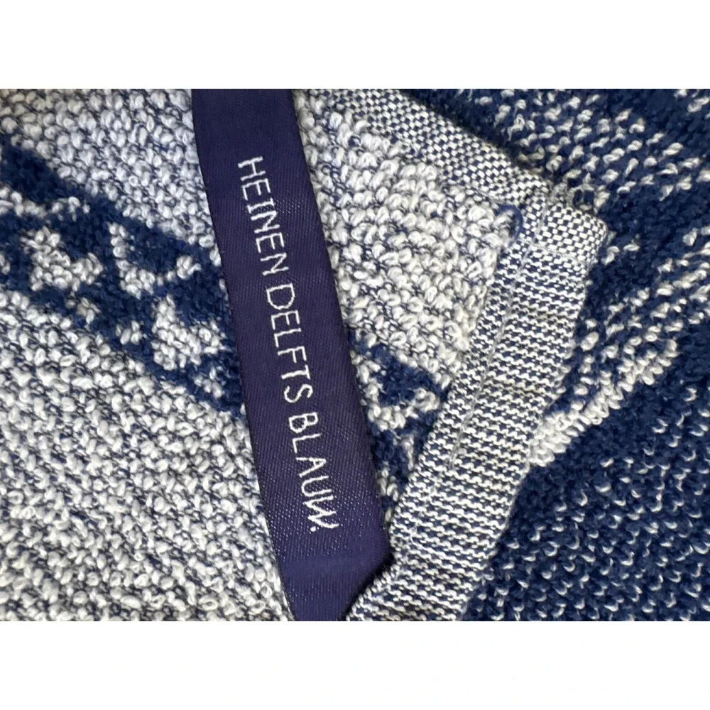 Heinen Delfts Blauw Blue White Floral Hand Towel Dutch Design Terry Cloth 21x19.